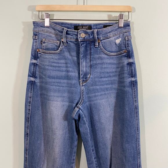 Judy Blue Tummy Control Austin Distressed High Rise Straight Jeans Size 7/28 - Picture 2 of 8
